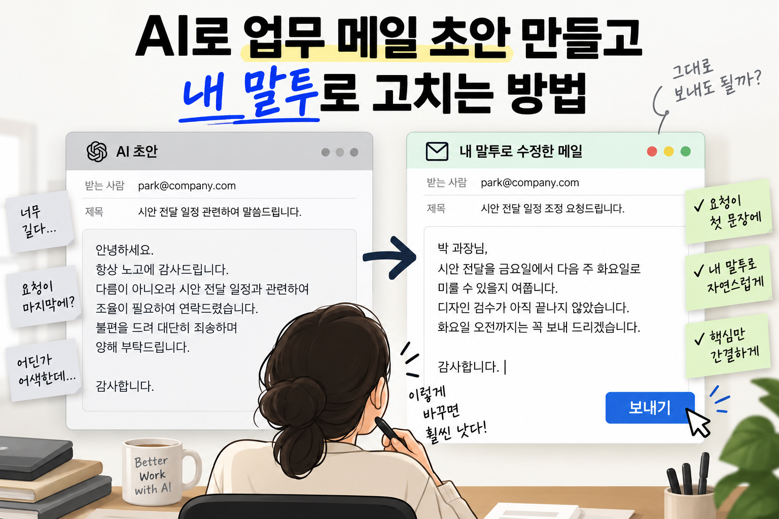 AI 업무 메일, 내 말투로 다듬기